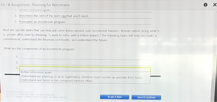 Formulate an investment program Next are specific tasks that can help put