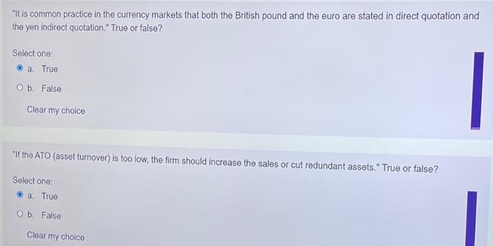 optimal capital structure." True or false? Time left 1:49:17 Select one: O