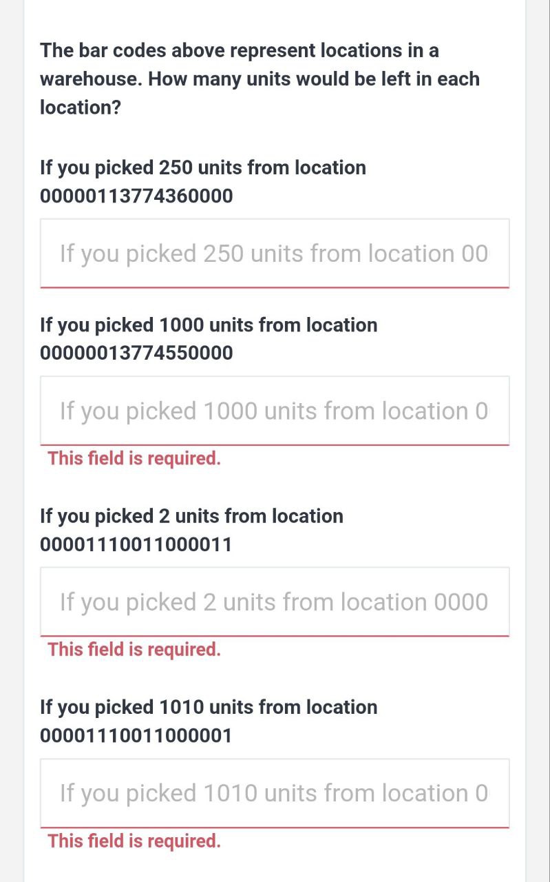 units would be left in each location? If you picked 250 units