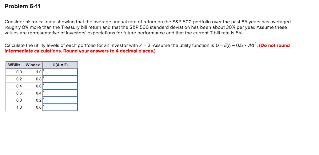  Problem 6-11 Consider historical data showing that the average annual rate