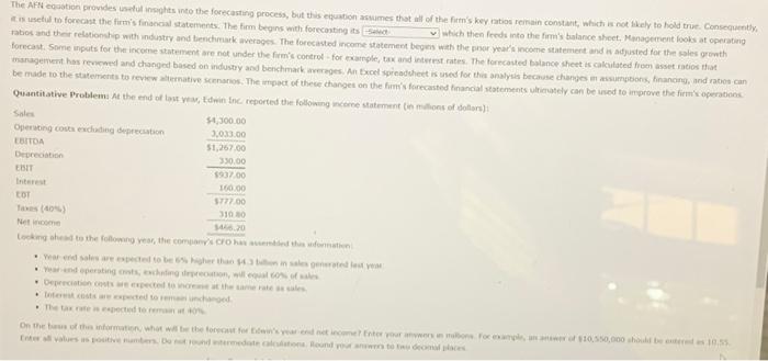  The Afflection provides inghts into the forecasting process, but this equation