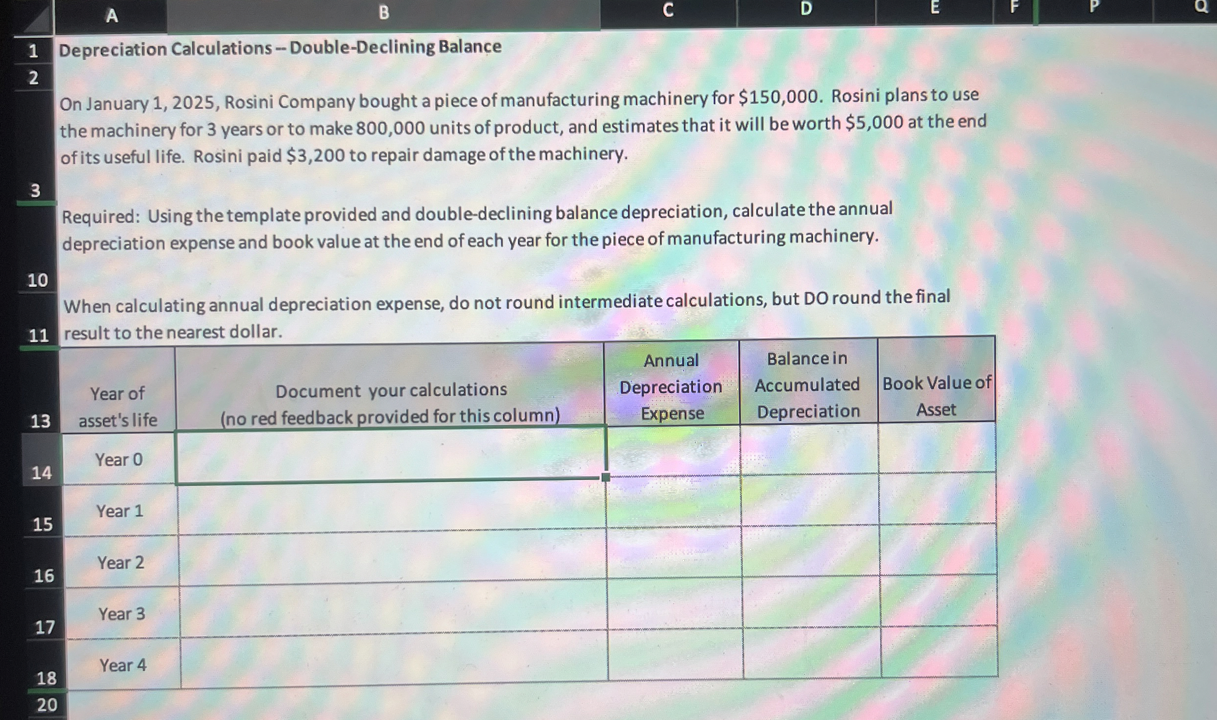  A B C D Depreciation Calculations - Double-Declining Balance On January