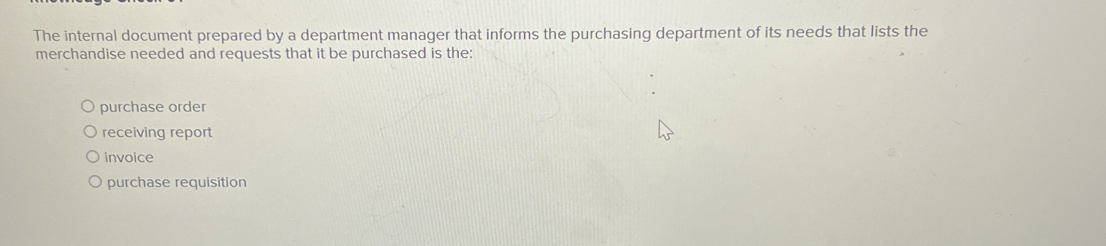  The internal document prepared by a department manager that informs the