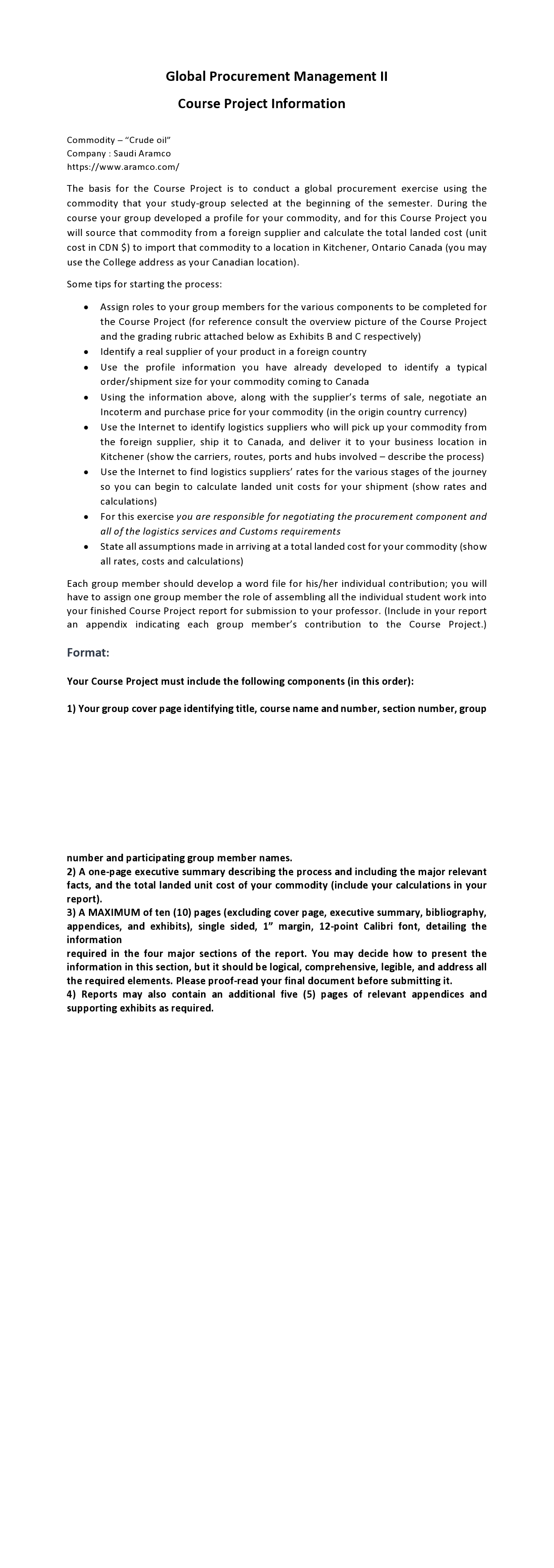Global Procurement Management II Course Project Information Commodity - "Crude oil"