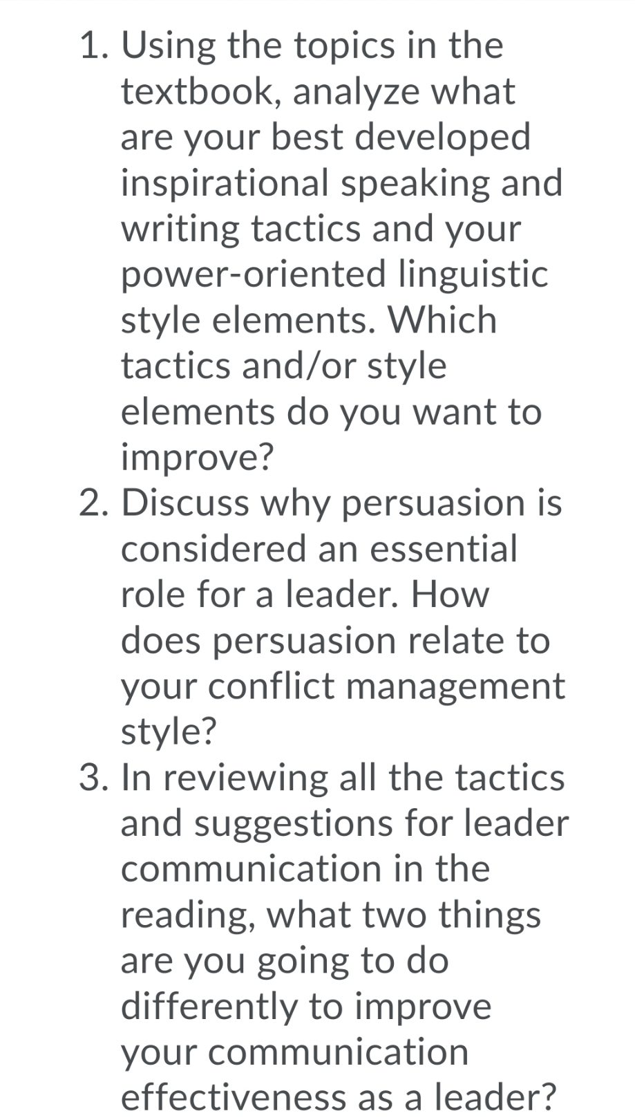 This is from a class called 'leadership in practice' the textbook is