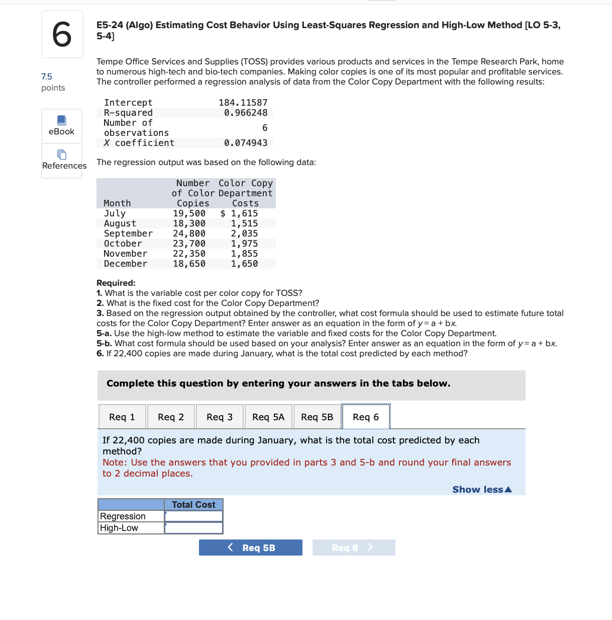 Color Copy Department with the following results: The regression output was based