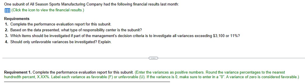 the variances as positive numbers. Round the variance percentages to the nearest