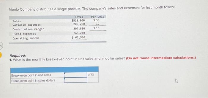  3-b. Verify your answer by preparing a contribution format income statement