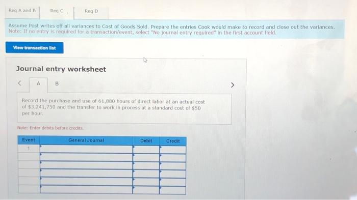 direct labor price variance and the direct labor efficiency variance for the
