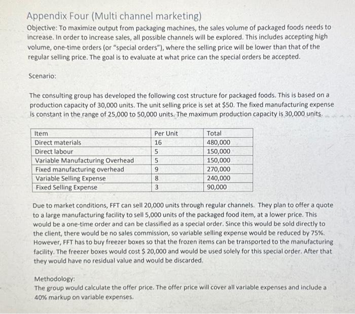 please solve this as soon as possible Appendix Four (Multi channel marketing)