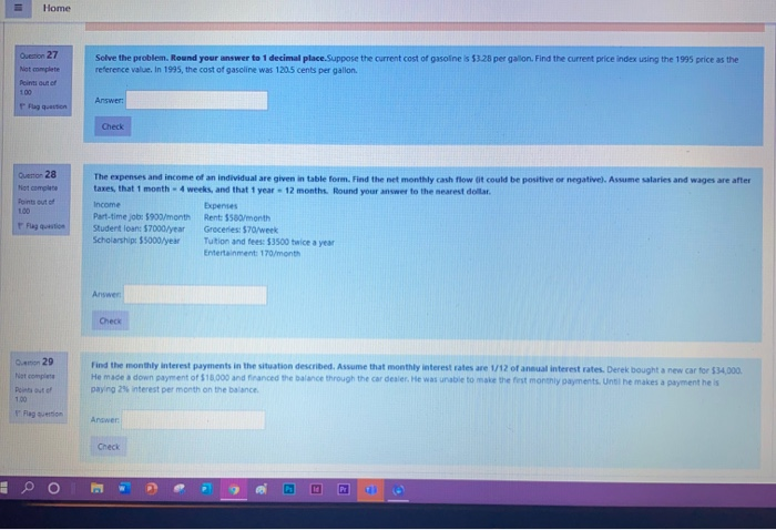  E Home Question 27 Solve the problem. Round your answer to