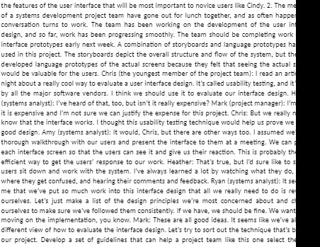  the features of the user interface that will be most important