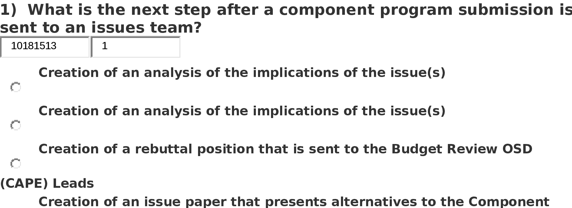 1) What is the next step after a component program submission