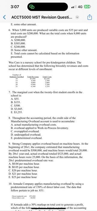 unit and total costs are $200,000. What are the total costs when