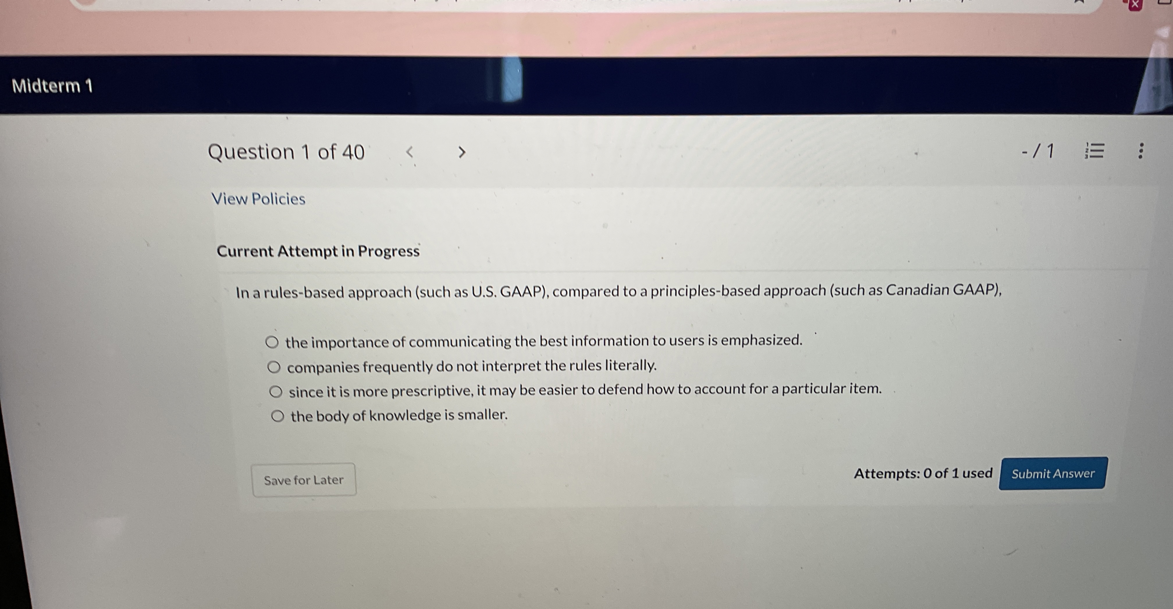  Current Attempt in Progress In a rules-based approach (such as U.S.