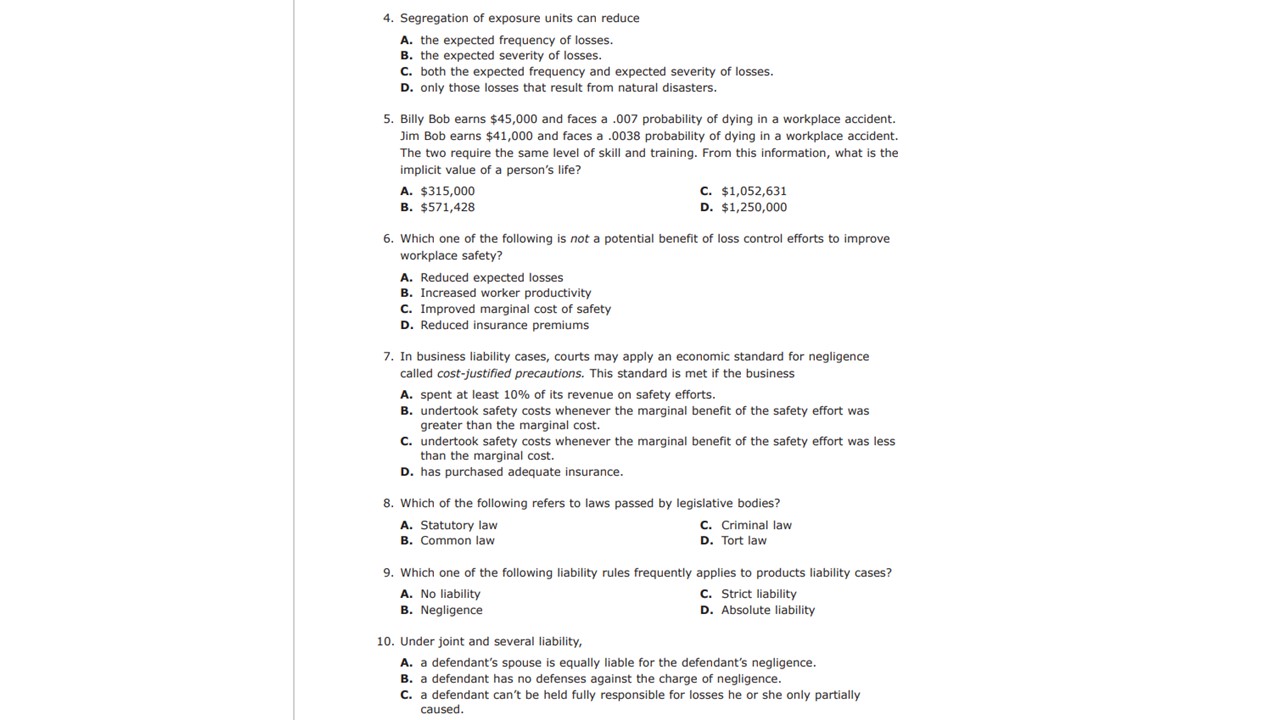 Which of the following best defines strategies used to reduce expected losses?