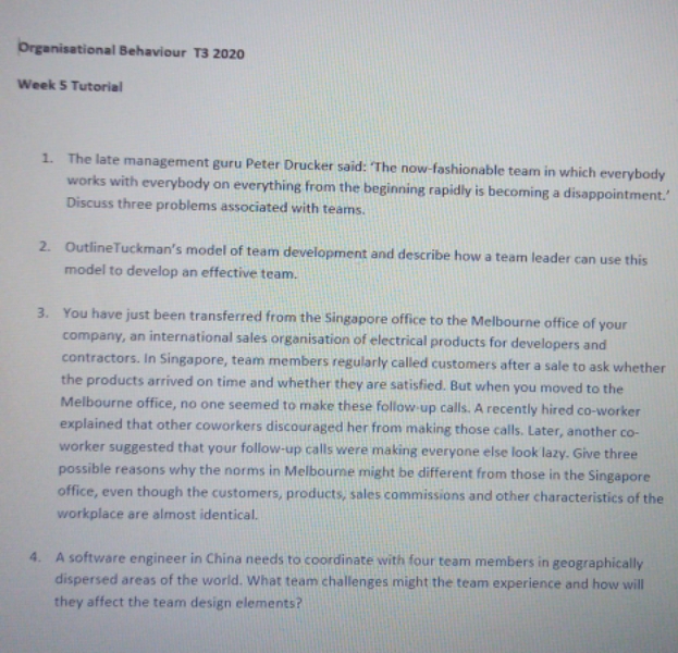 please do it as soon as possible Organisational Behaviour T3 2020 Week