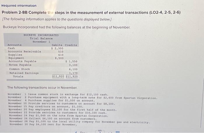  Required intormation Problem 2-8B Complete the steps in the measurement of