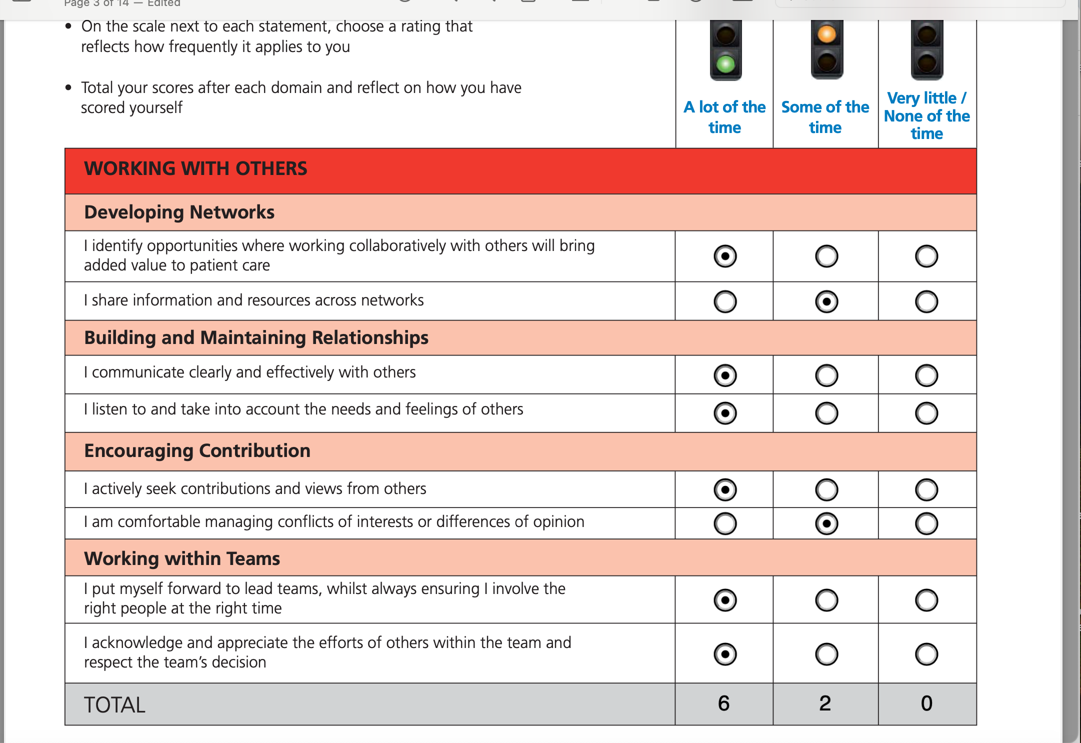  . On the scale next to each statement, choose a rating