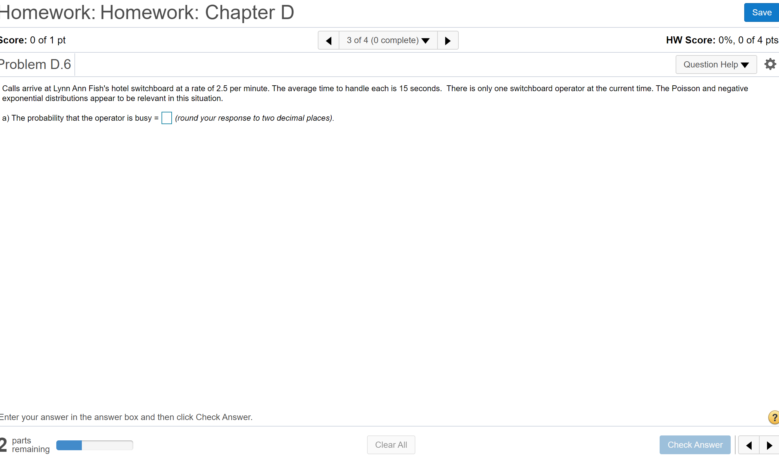 Chapter D question 3 please help! Homework: Homework: Chapter D Save core: