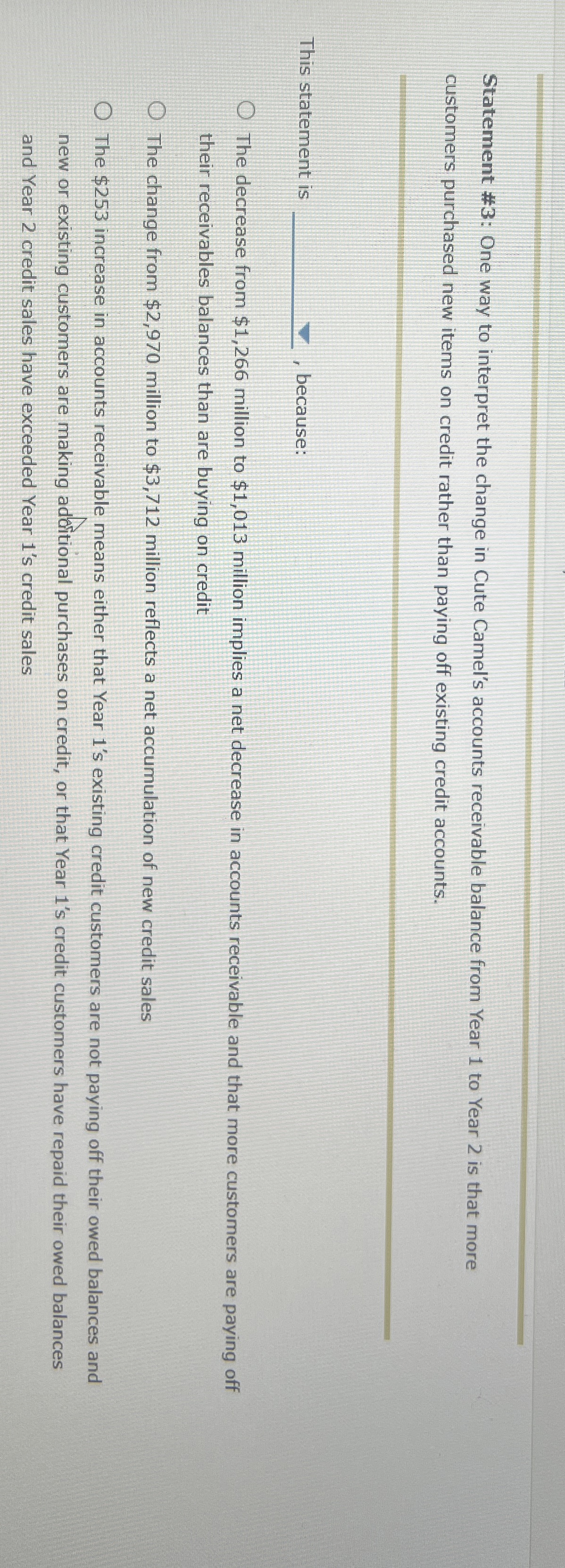  Statement #3: One way to interpret the change in Cute Camel's