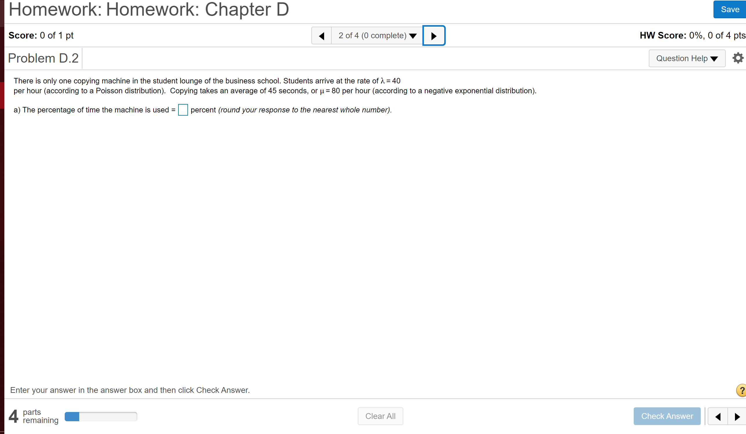 Chapter D question 2 Please help Homework: Homework: Chapter D Save Score: