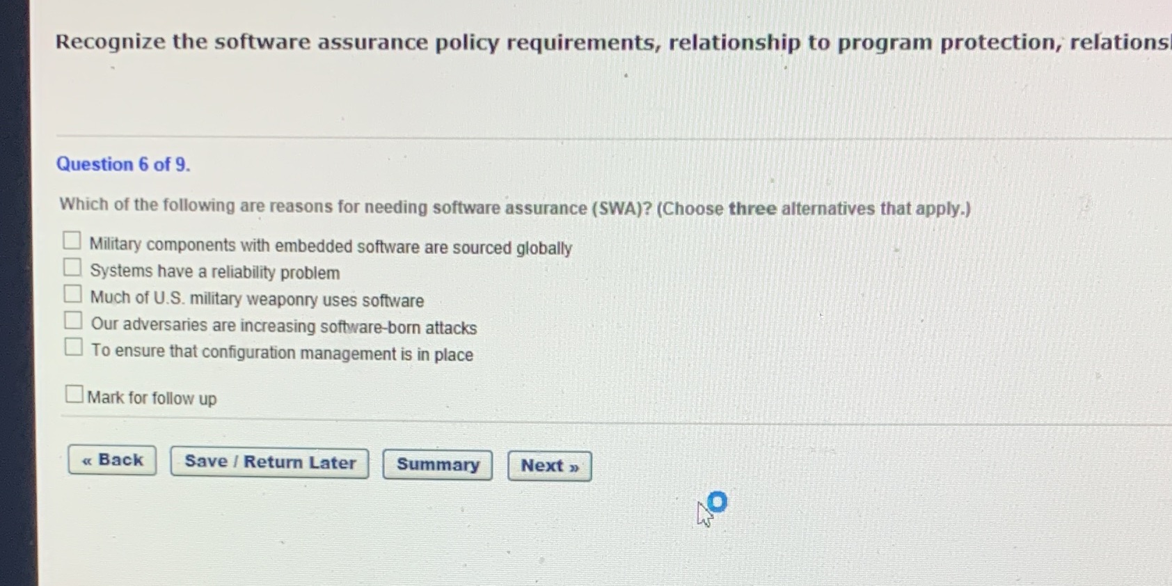  Recognize the software assurance policy requirements, relationship to program protection, relations