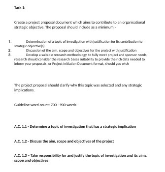  Task 1: Create a project proposal document which aims to contribute