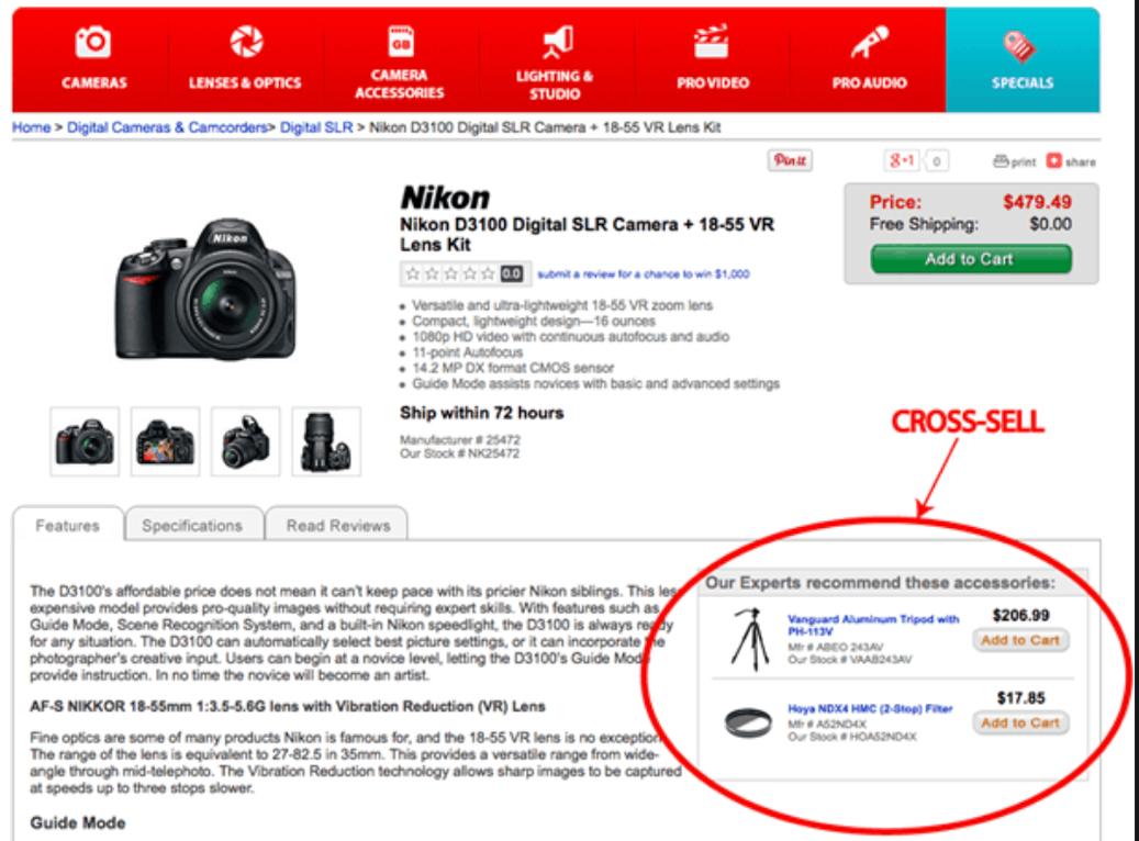 and Up-Selling ? (10 Points)Provide 2 examples of each that are different