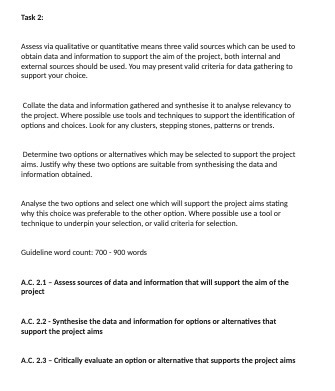  Task 2: Assess via qualitative or quantitative means three valid sources