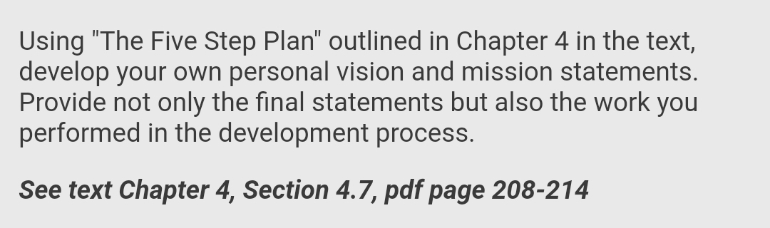  Using "The Five Step Plan" outlined in Chapter 4 in the