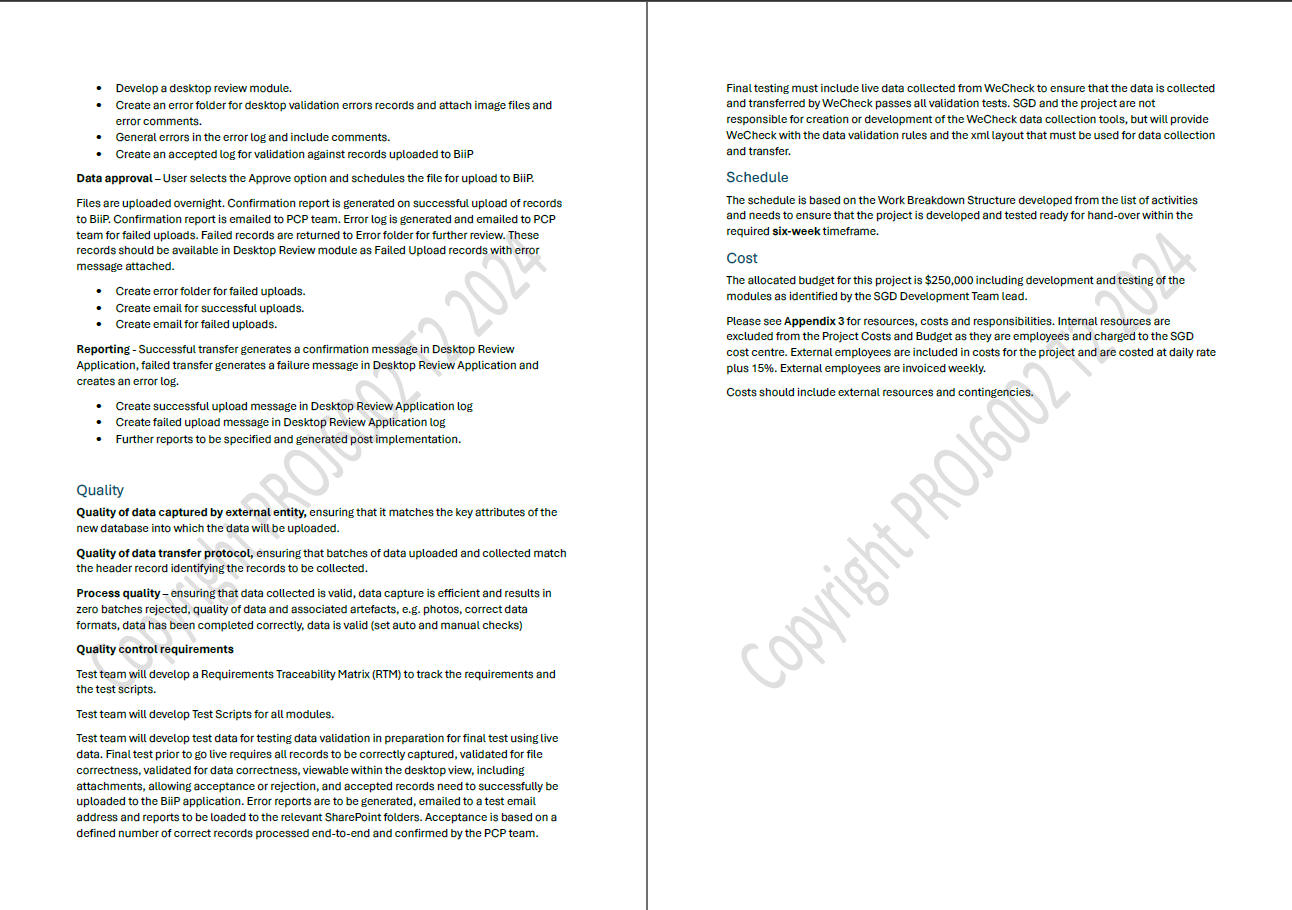 for the case study below. Thank you! PROJG002 Case Study Property Condition