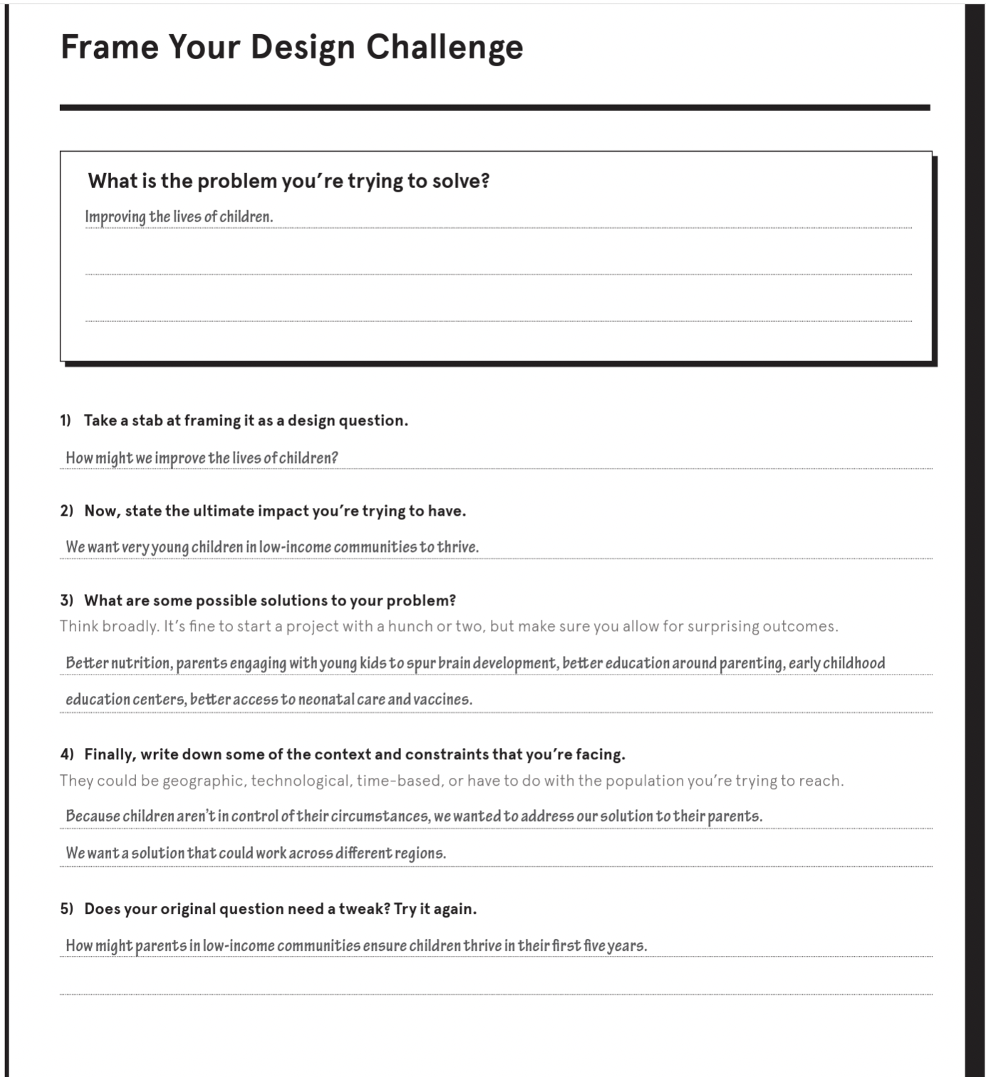 that will help you generate ideas to solve the problem. Your essay