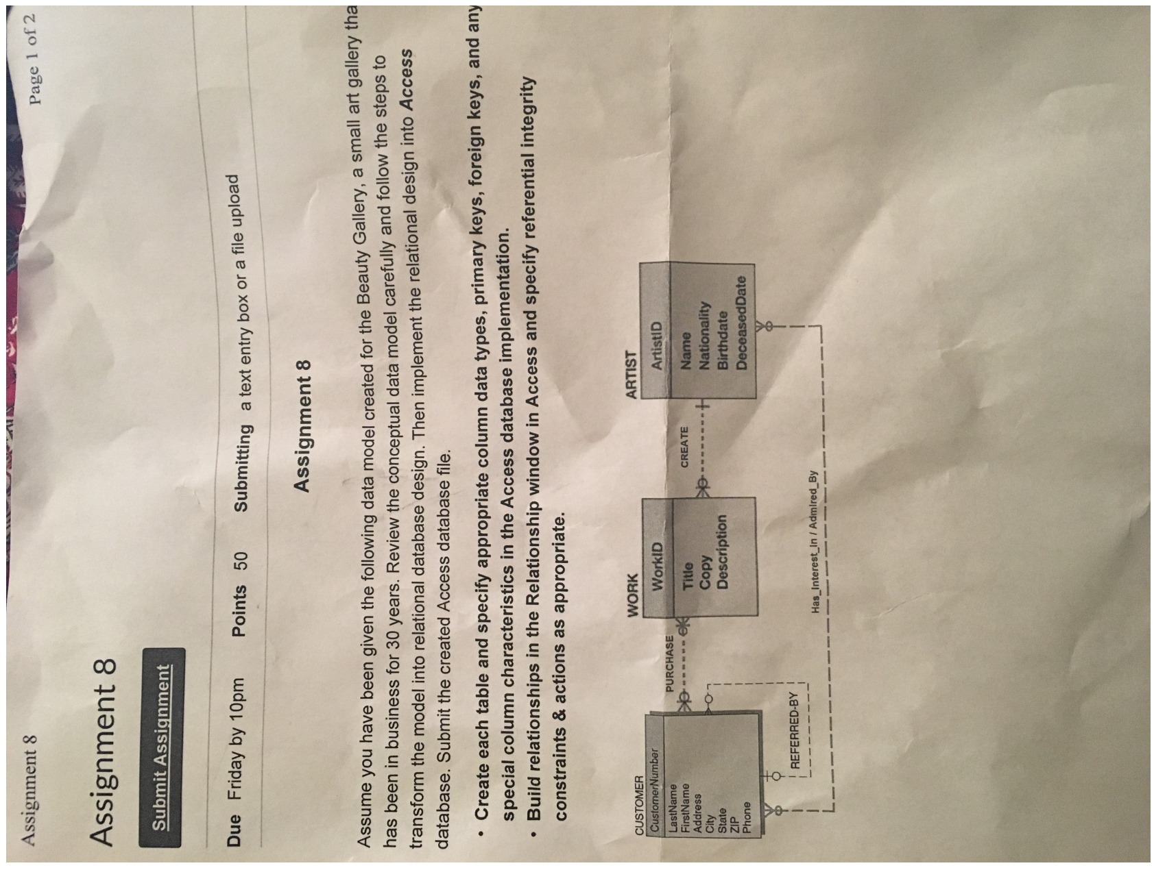 Assignment 8 Page 1 of 2 Assignment 8 Submit Assignment Due