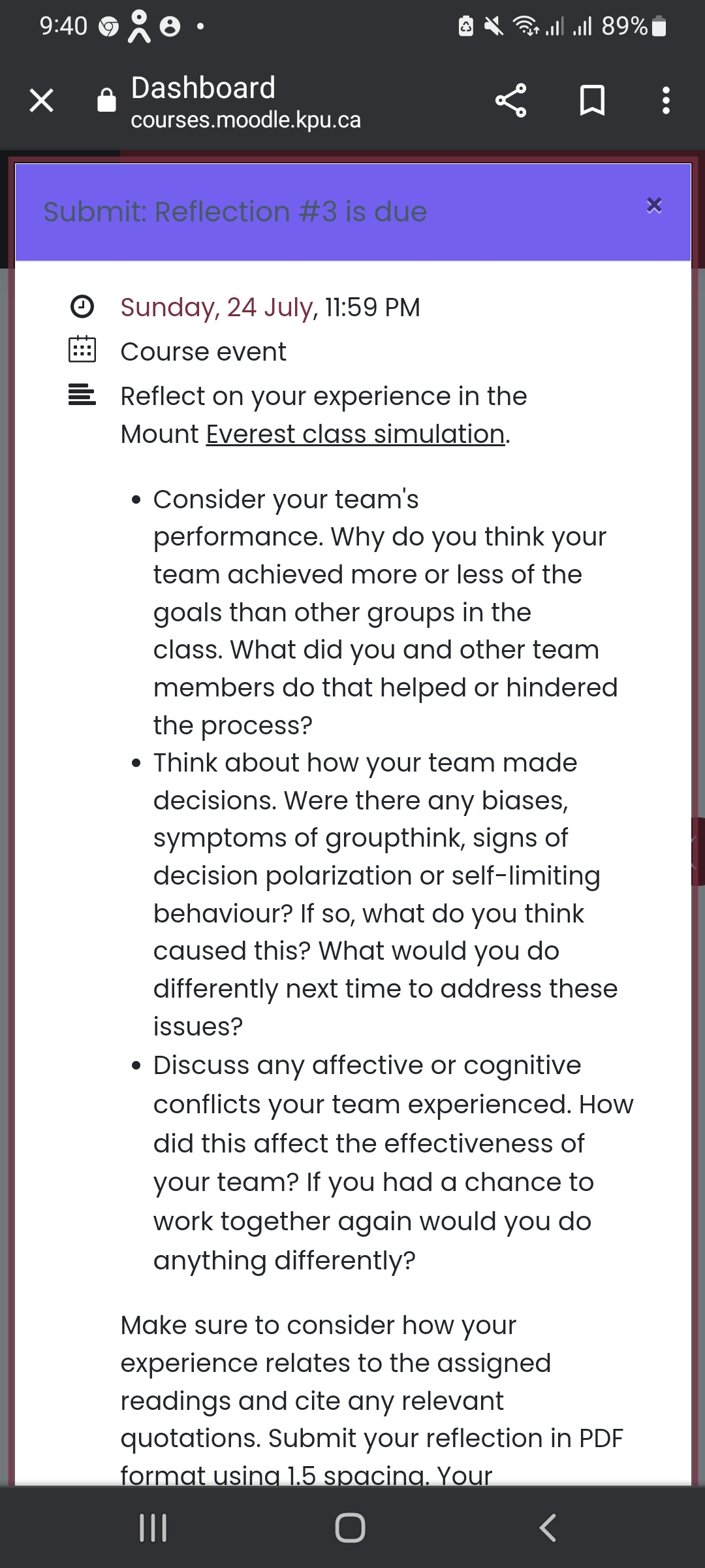  9:40 a g e - x 43.1 ..n 89%- X Dashboard