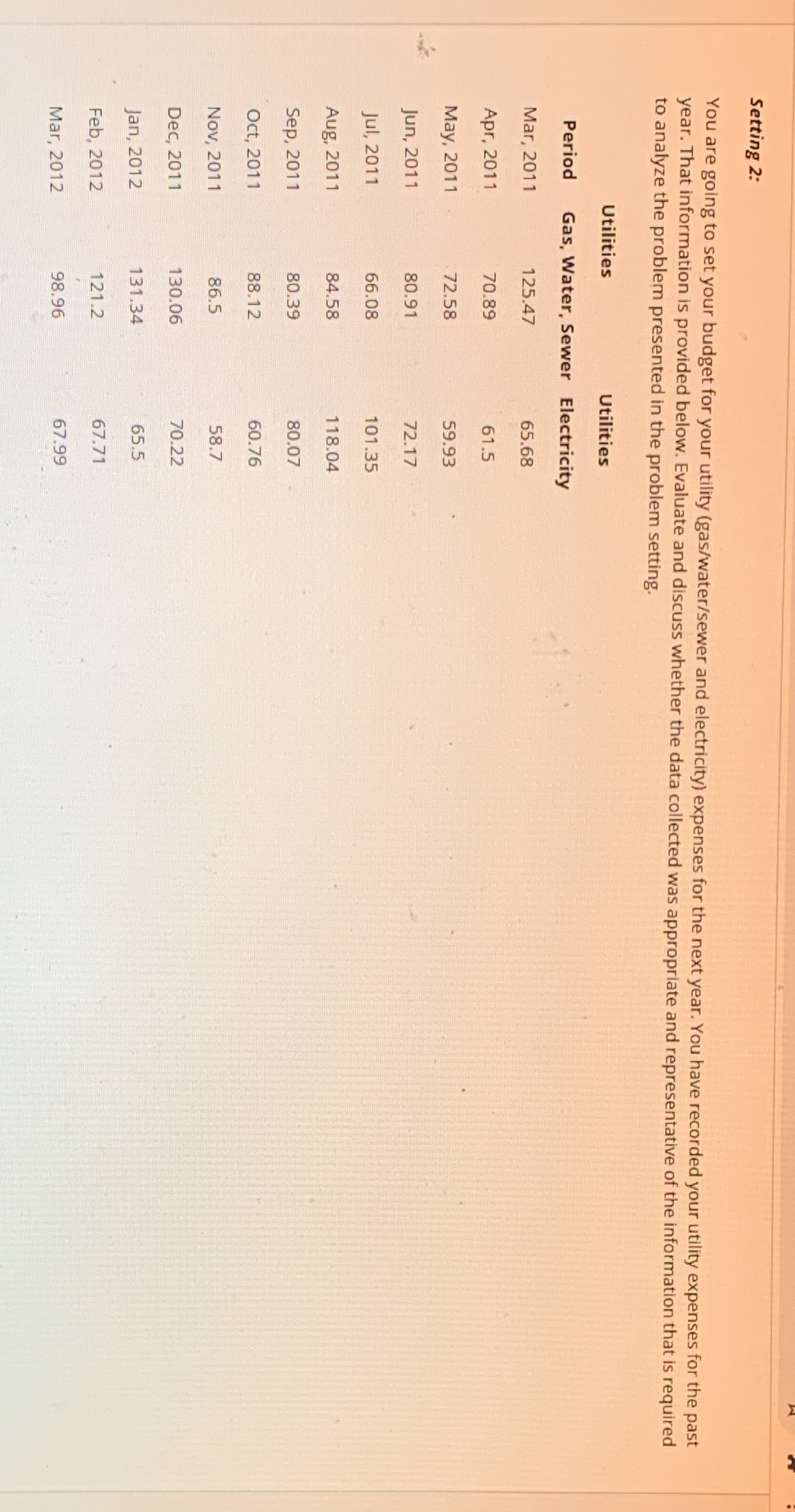 You are provided two problem settings below, along with the data that