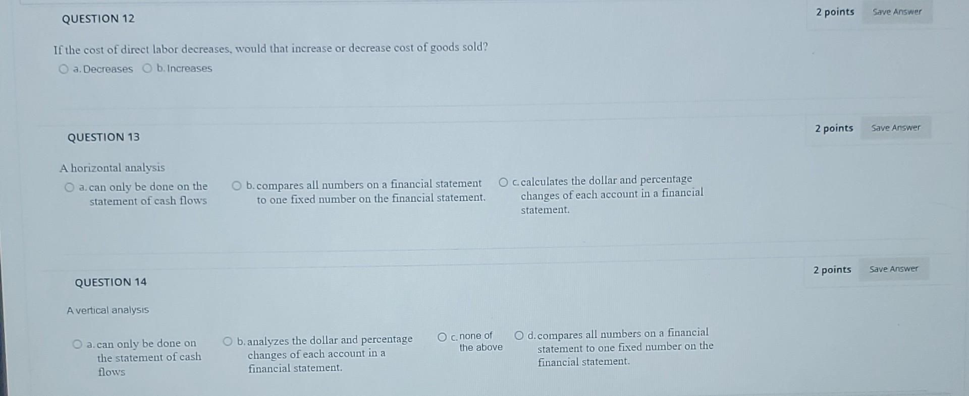  answer 12, 13 and 14 2 points Save Answer QUESTION 12
