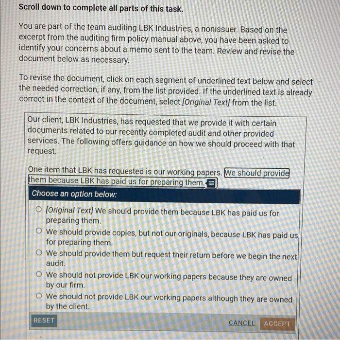 please help in choosing correct answer Scroll down to complete all parts