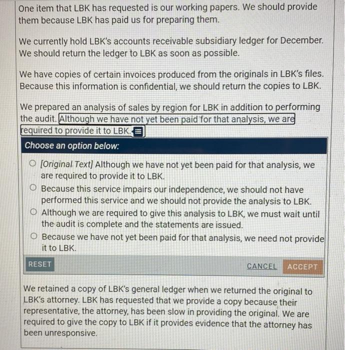 above, you have been asked to identify your concerns about a memo