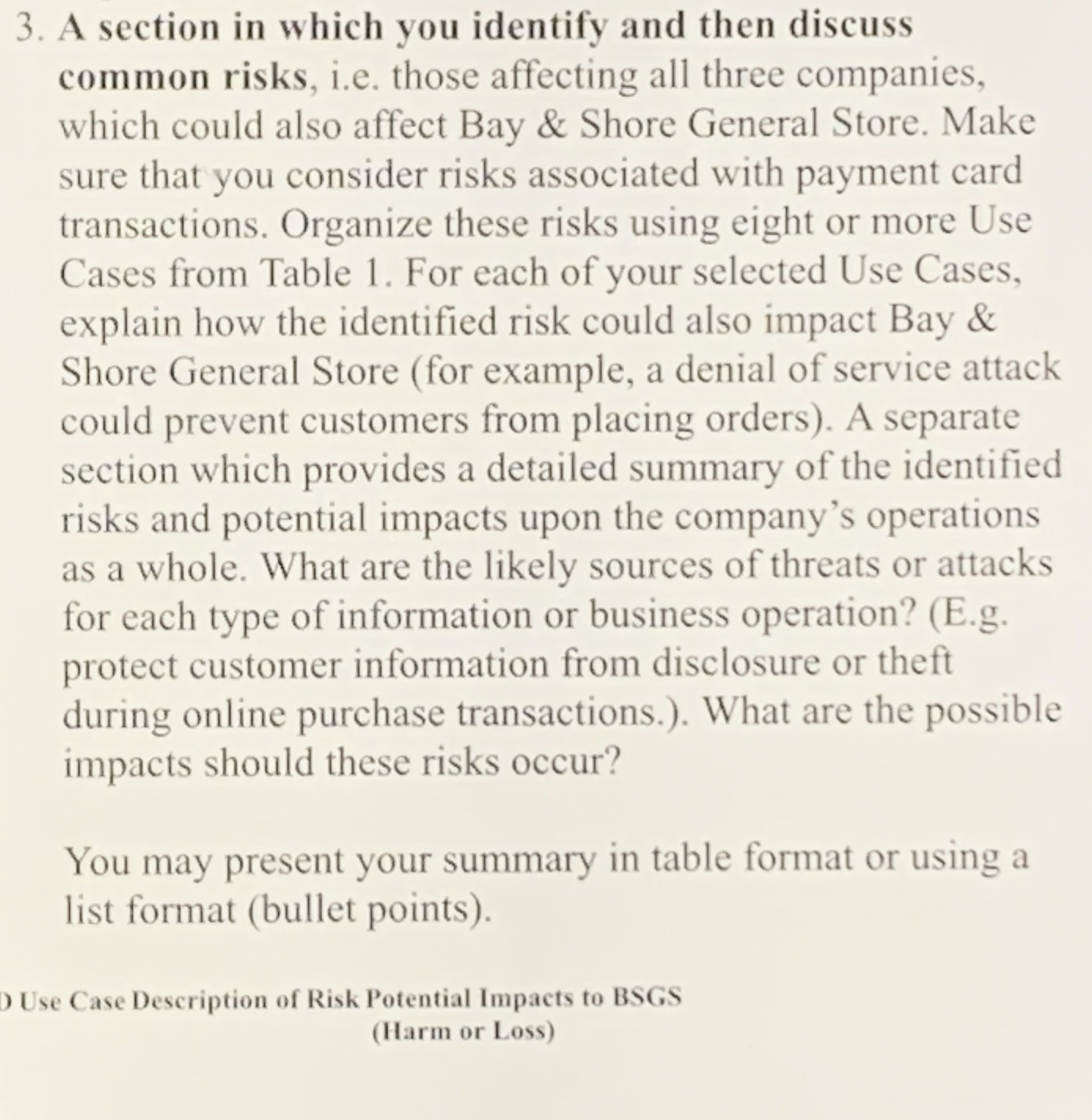  3. A section in which you identify and then discuss common