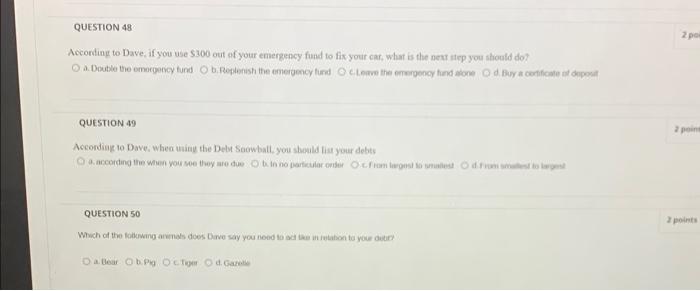 Dave Ramsey, the order of the stops to the Total Money Makeover