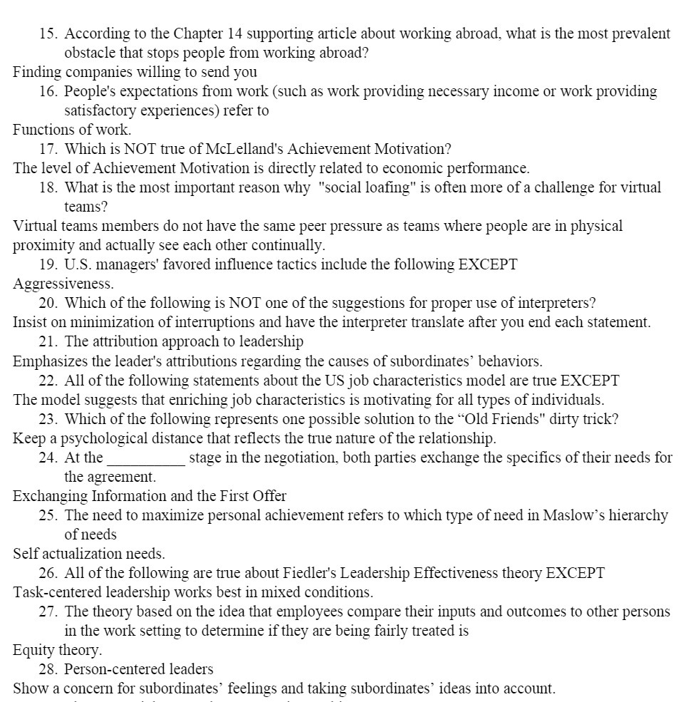  15. According to the Chapter 14 supporting article about working abroad,