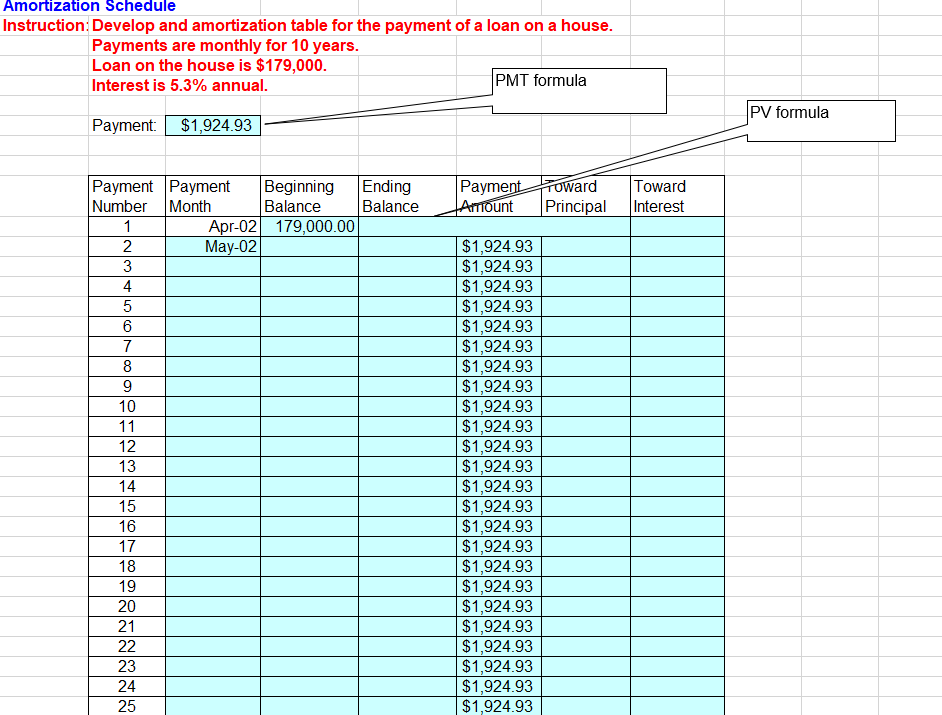 PLEASE EXPLAIN STEP BY STEP HOW TO SOLVE THIS PLEASE Amortization Schedule