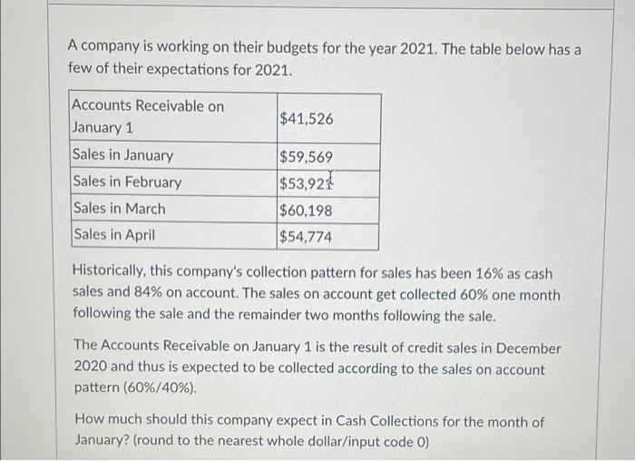 Solve using numbers please A company is working on their budgets for
