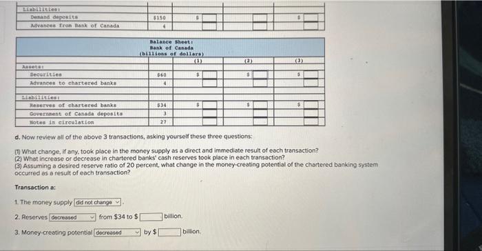consolidated balance sheets for the chartered banking system and the Bank of