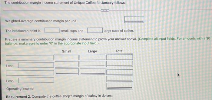 margin income statement.) all the mail.cots for clara.colum.Amal.cone sais for $2.00 with