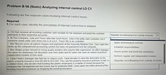 please answer a, b, c,d & e with the selected options Problem