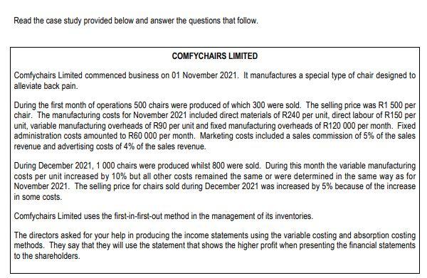  QUESTION 2 (10 Marks) Prepare the Income Statement for the month