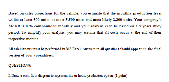 a production engineer working for an auto maker, you have been tasked