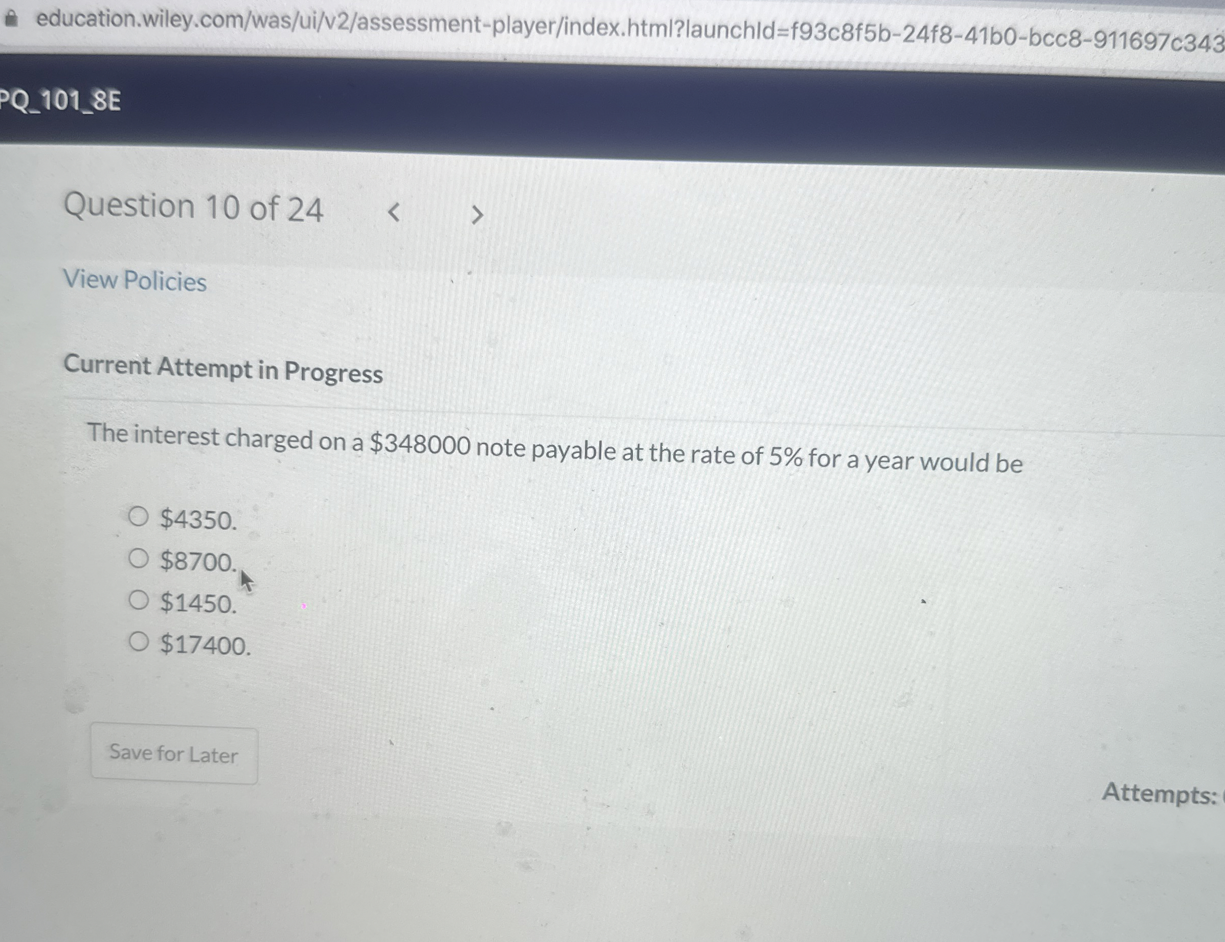 Current Attempt in Progress The interest charged on a $348000 note